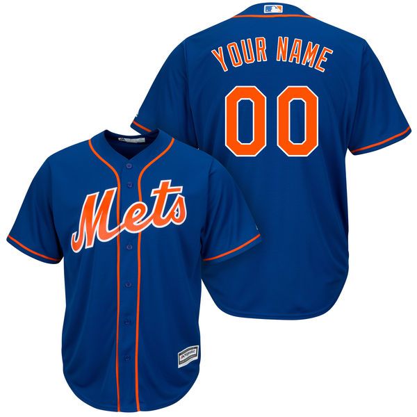 Men New York Mets Majestic Royal Blue Cool Base Custom MLB Jersey